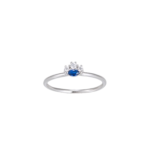 Ladies Sapphire with Zirconia Sterling Silver Ring