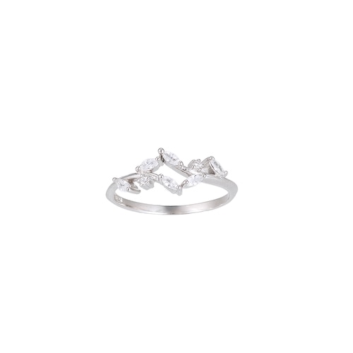 Ladies Zirconia Leaves Sterling Silver Ring