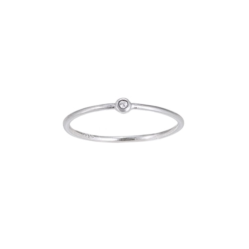 Ladies Single Zirconia Plain Sterling Silver Ring
