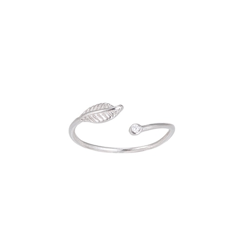 Ladies Adjustable Zirconia Flower Sterling Silver Ring