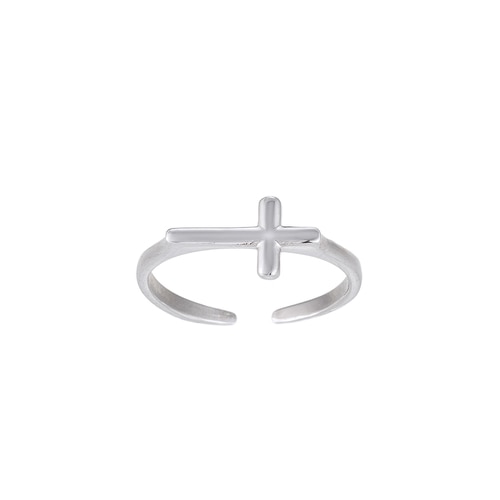 Ladies Adjustable Cross Sterling Silver Ring