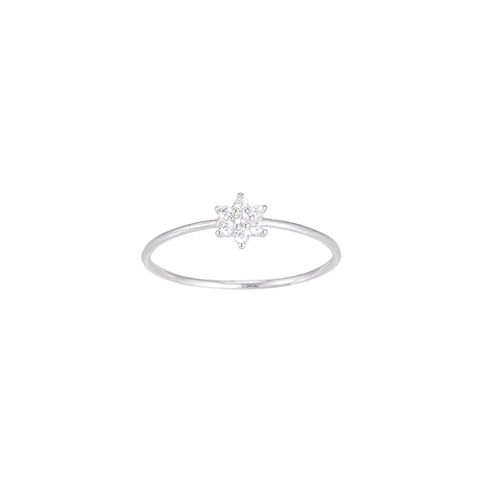 Ladies Glass Flower CZ Sterling Silver Ring