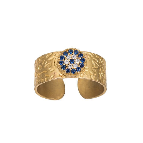 Ladies Bold Evil Eye Gold Plated Ring