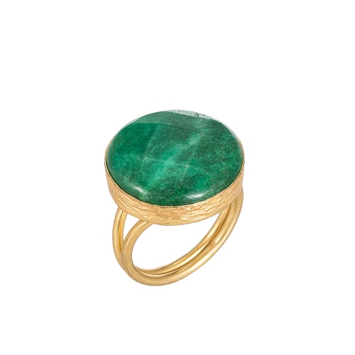 Ladies Aventurine Stone Gold Plated Ring