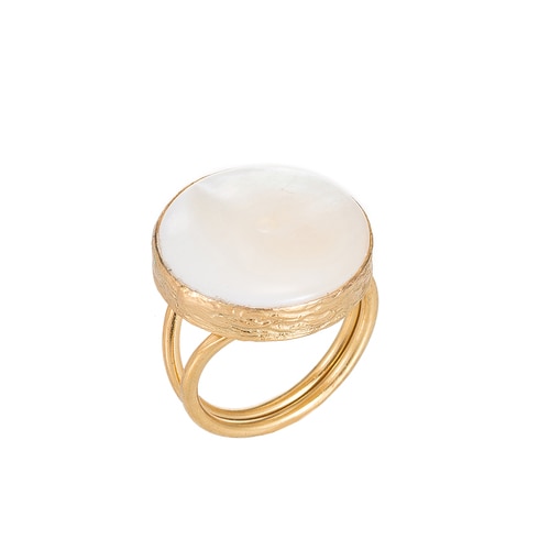 Ladies Mother of Pearl Stone Gold Plated Ring