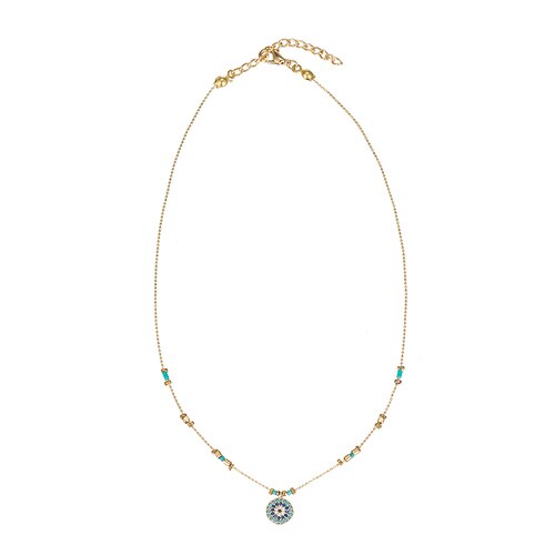 Ladies Circular Evil Eye Gold Plated Necklace