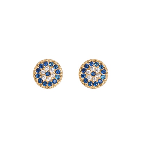 Ladies Evil Eye Stud Earrings in Gold Plated