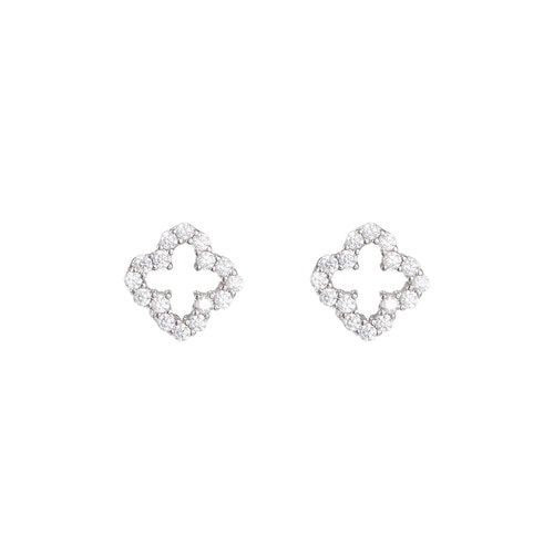 Ladies Lucky Four Sterling Silver Stud Earrings