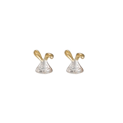 Ladies Bunny Sterling Silver Stud Earrings
