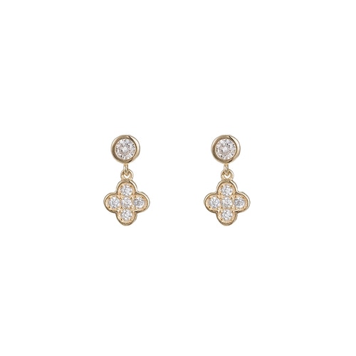 Ladies Clover Sterling Silver Stud Earrings