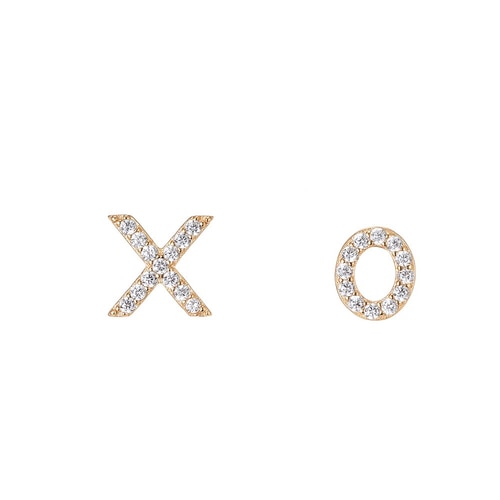 Ladies XO Sterling Silver Stud Earrings