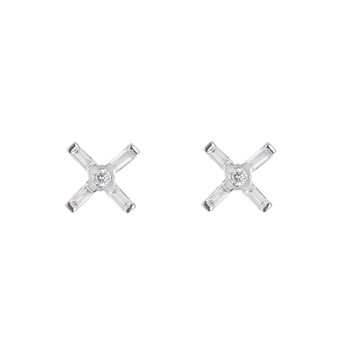 Ladies X Sterling Silver Stud Earrings