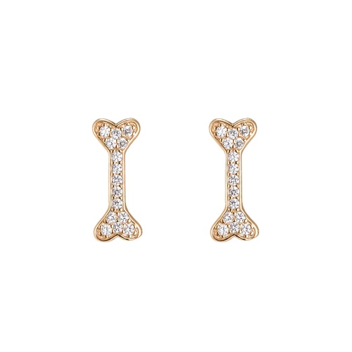 Ladies Dogbone Sterling Silver Stud Earrings