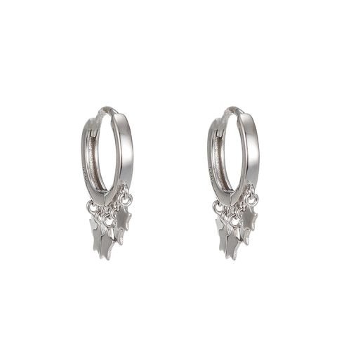 Ladies Five Star Dangly Sterling Silver Earrings