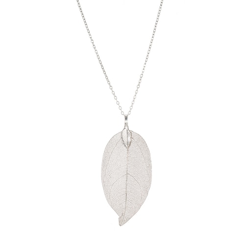 Ladies Silver Plated Real Leaf Necklace