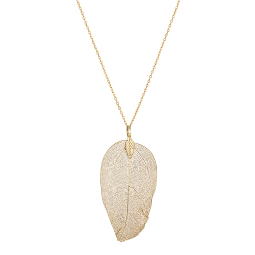 Ladies Gold Plated Real Leaf Necklaces