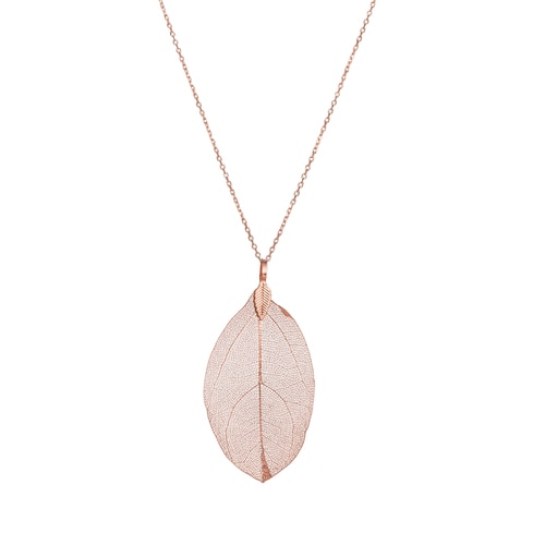 Ladies Rose Gold Plated Real Leaf Necklaces