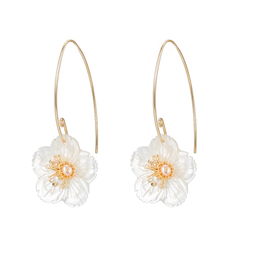 Ladies Flower Drop Earrings in Gold Plated