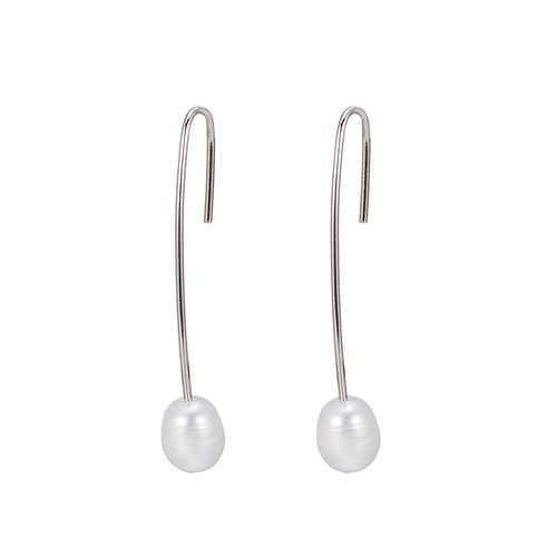 Ladies Simple Freshwater Pearl Earrings in Sterling Silver