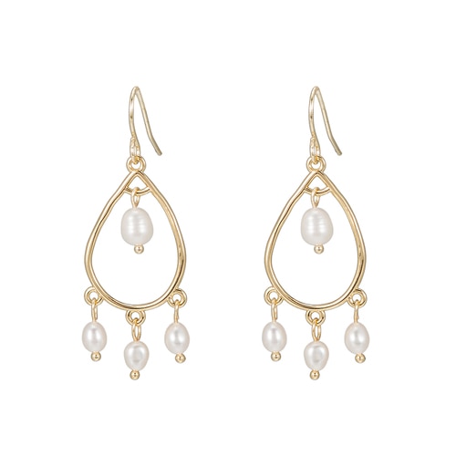 Ladies Bohemian Four Pearl Earrings in Gold Plated
