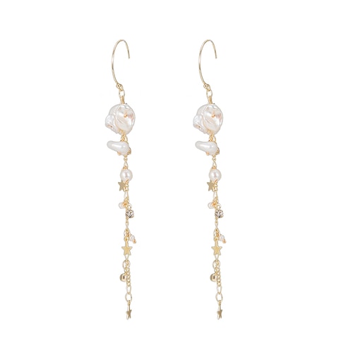 Ladies Rain Pearl Earrings in Gold Plated
