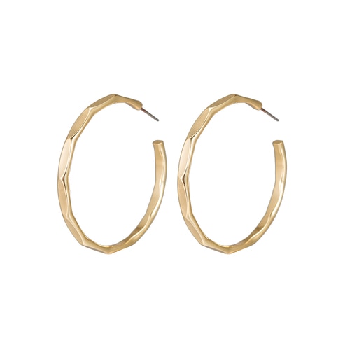 Ladies Textured Hoop Earrings in Gold Plated
