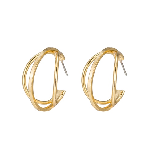 Ladies Merged Round Earrings in Gold Plated