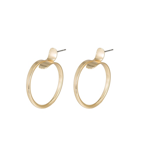 Ladies Minimal Circular Earrings in Gold Plated