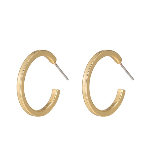 Ladies Gapped Hoop Earrings in Gold Plated