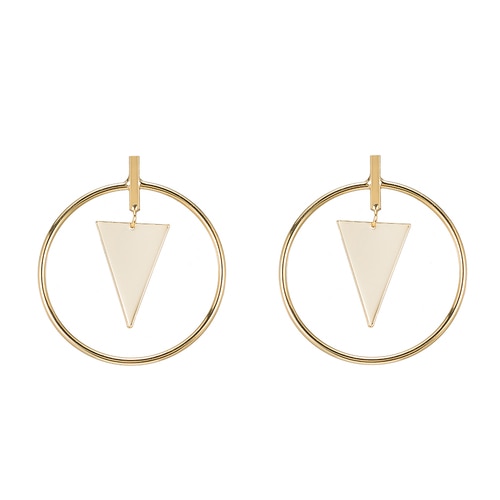 Ladies Geometric Hoop Earrings in Gold Plated