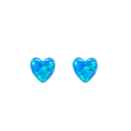 Ladies Heart Opal Stud Earring in Sterling Silver
