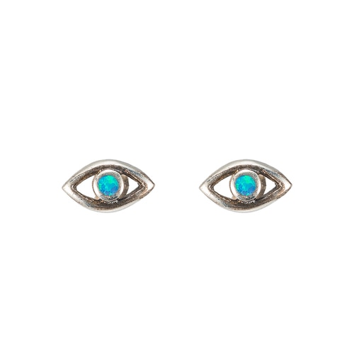 Ladies Eye Opal Stud Earring in Sterling Silver
