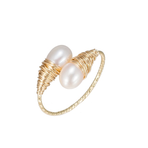 Ladies Bulb Shaped Pearl Gold Plated Ring