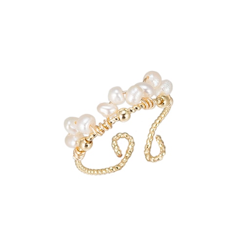 Ladies Pearl Bunch Gold Plated Ring