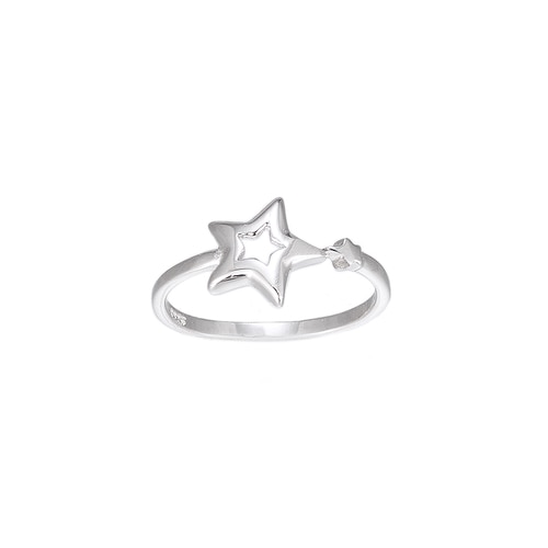 Ladies Adjustable Filled Star Sterling Silver Ring