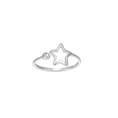 Ladies Adjustable Star Sterling Silver Ring