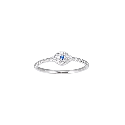 Ladies Blue Zirconia Eye Sterling Silver Ring