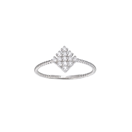 Ladies Tile CZ Sterling Silver Ring