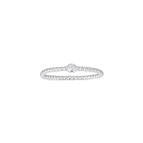 Ladies Dot with Single CZ Sterling Silver Ring