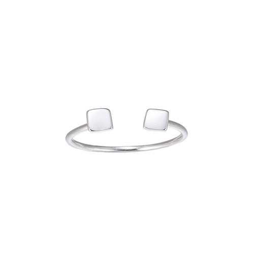 Ladies Adjustable Double Square Sterling Silver Ring