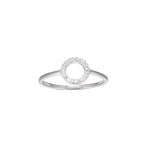Ladies Circle Shaped CZ Sterling Silver Ring