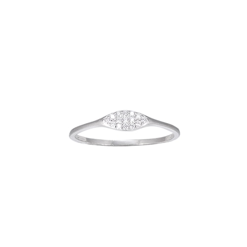 Ladies Ellipse CZ Sterling Silver Ring