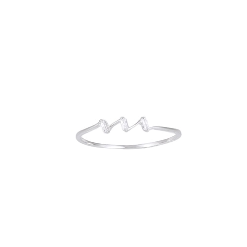 Ladies Crystal Zig Zag Sterling Silver Ring