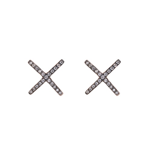 Ladies X Shaped Sterling Silver Earrings
