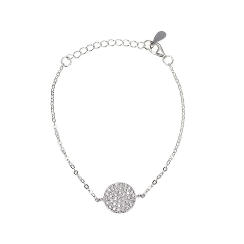 Ladies Zirconia Disc Sterling Silver Bracelet