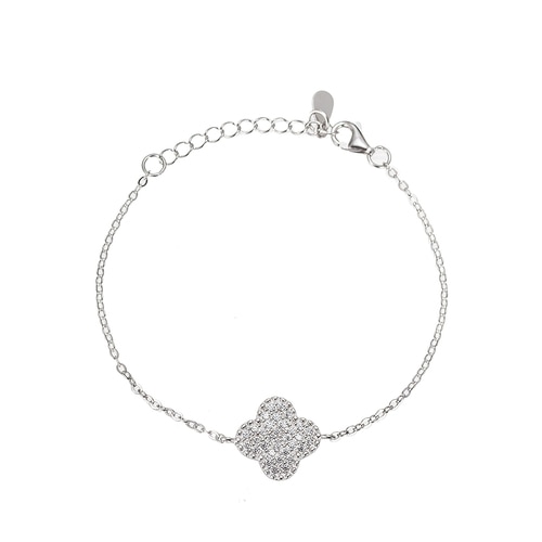 Ladies Four Clover Sterling Silver Bracelet
