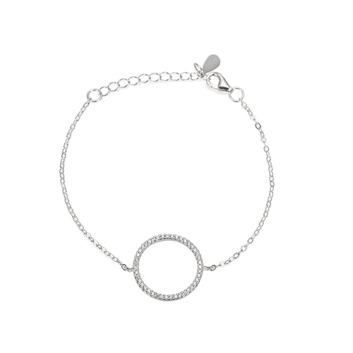 Ladies Circle Zirconia Sterling Silver Bracelet