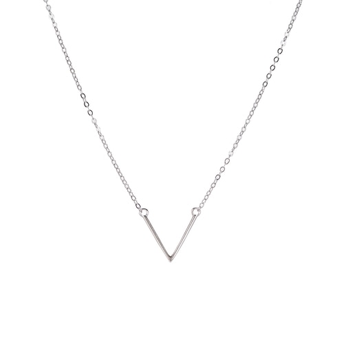 Ladies V Shaped Sterling Silver Necklace