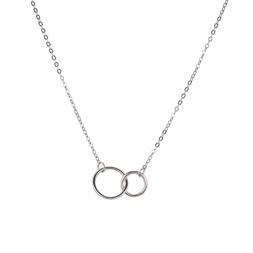 Ladies Double Circle Sterling Silver Necklace