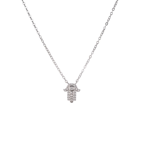 Ladies Hamsa Hand Sterling Silver Necklace